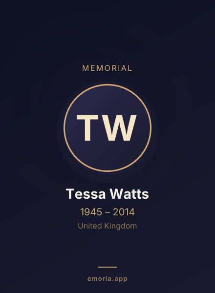 Memorial portrait of Tessa Watts