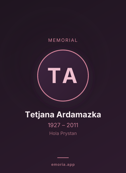 Memorial portrait of Tetjana Ardamazka