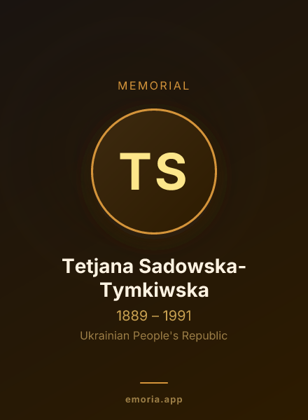 Memorial portrait of Tetjana Sadowska-Tymkiwska