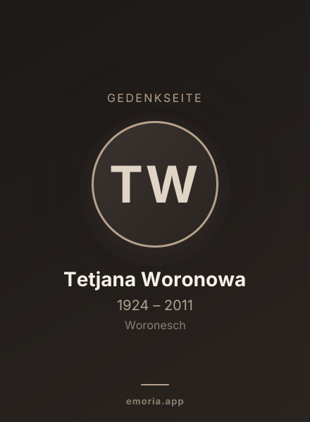 Gedenkportrait von Tetjana Woronowa