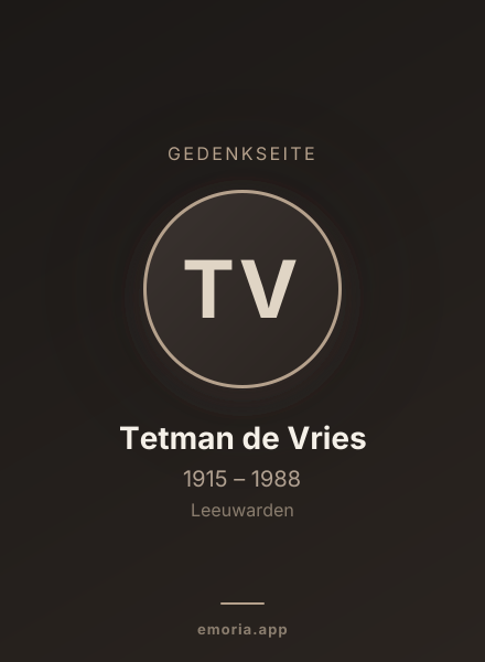 Gedenkportrait von Tetman de Vries