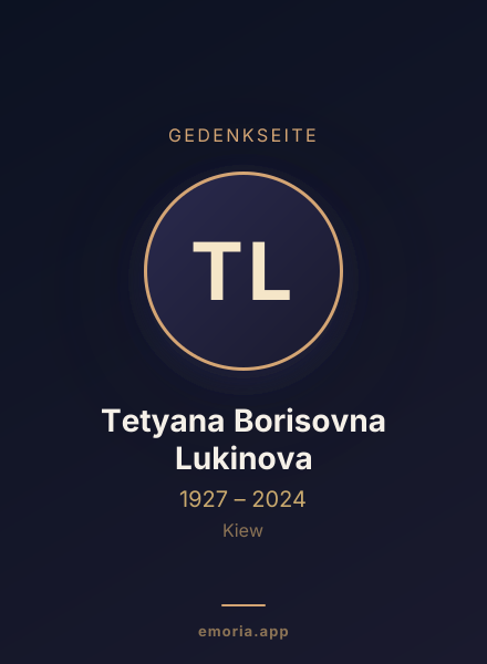 Gedenkportrait von Tetyana Borisovna Lukinova