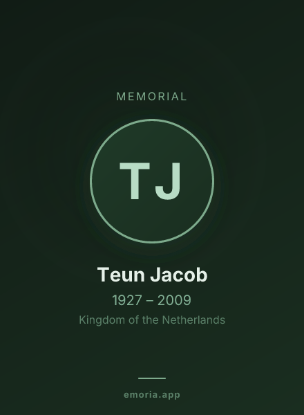 Memorial portrait of Teun Jacob