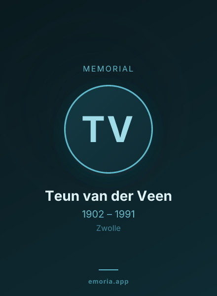 Memorial portrait of Teun van der Veen