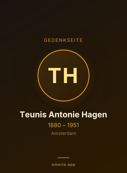 Gedenkportrait von Teunis Antonie Hagen