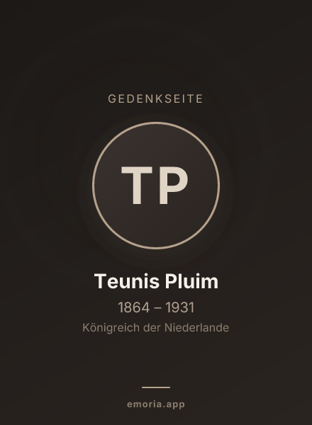Gedenkportrait von Teunis Pluim