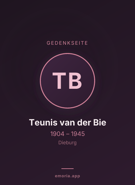 Gedenkportrait von Teunis van der Bie