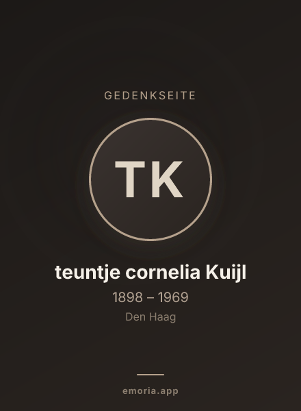 Gedenkportrait von teuntje cornelia Kuijl