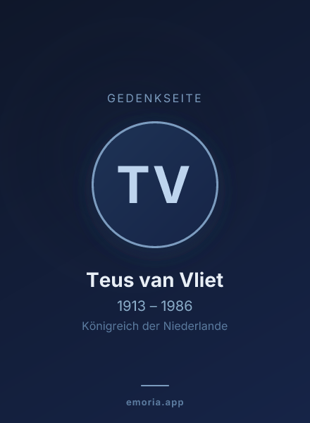 Gedenkportrait von Teus van Vliet