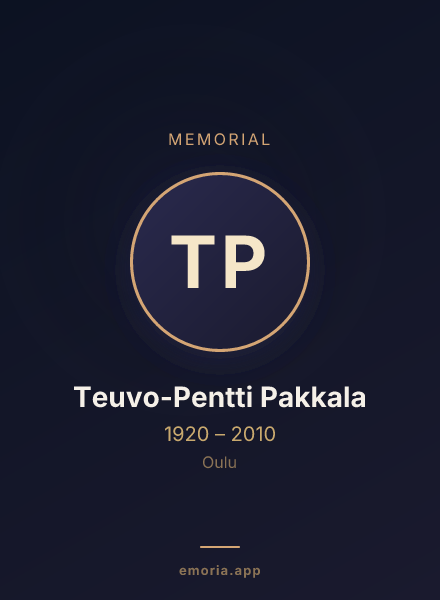 Memorial portrait of Teuvo-Pentti Pakkala