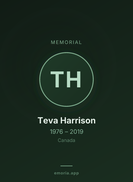 Memorial portrait of Teva Harrison