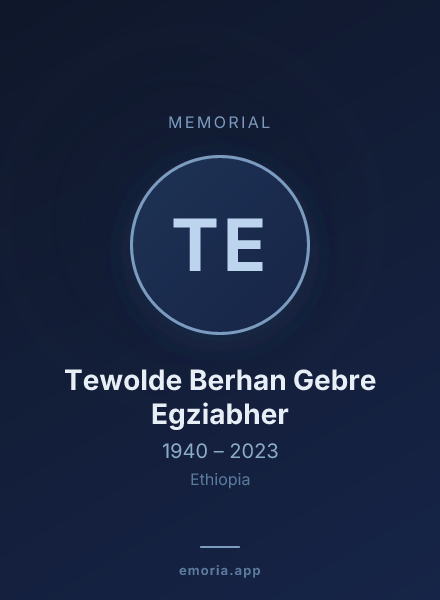 Memorial portrait of Tewolde Berhan Gebre Egziabher