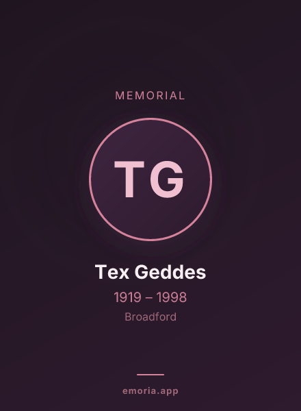 Memorial portrait of Tex Geddes