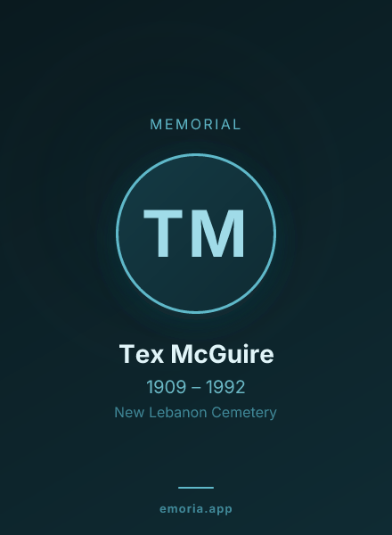 Memorial portrait of Tex McGuire