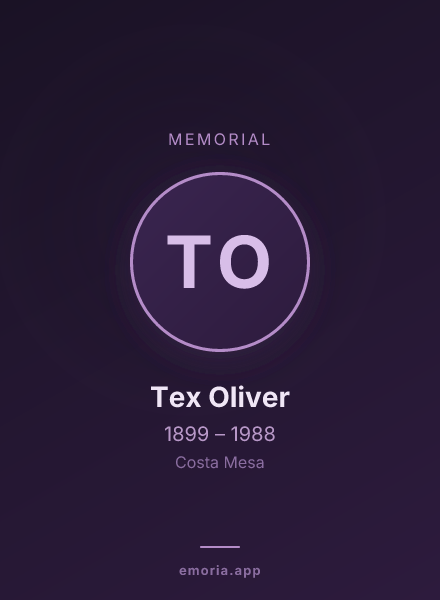 Memorial portrait of Tex Oliver