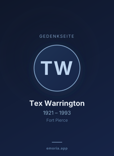 Gedenkportrait von Tex Warrington