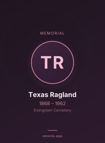 Memorial portrait of Texas Ragland
