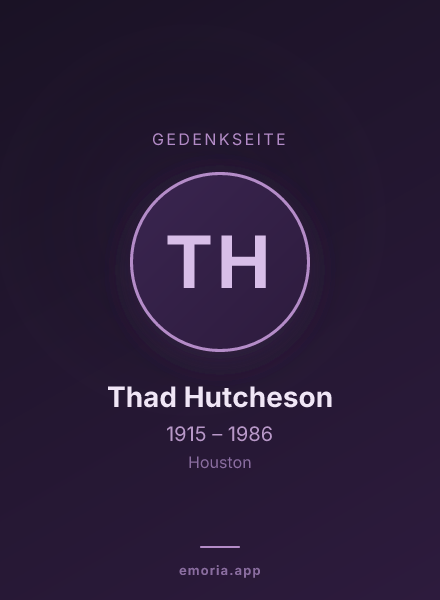 Gedenkportrait von Thad Hutcheson
