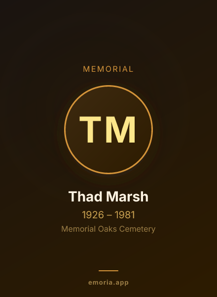 Memorial portrait of Thad Marsh
