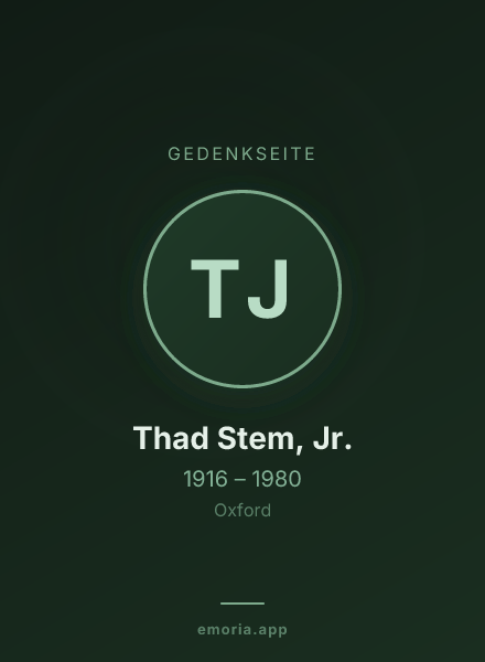 Gedenkportrait von Thad Stem, Jr.