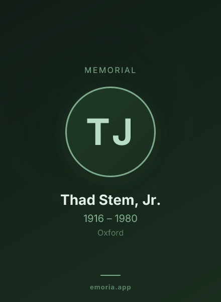 Memorial portrait of Thad Stem, Jr.