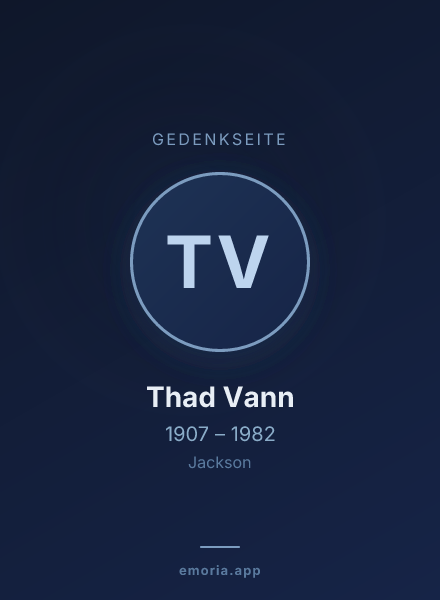 Gedenkportrait von Thad Vann