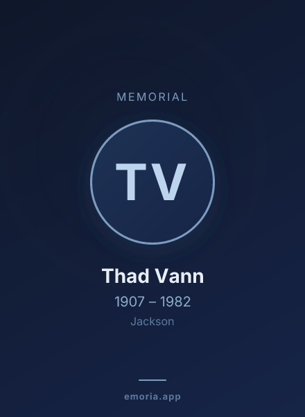 Memorial portrait of Thad Vann