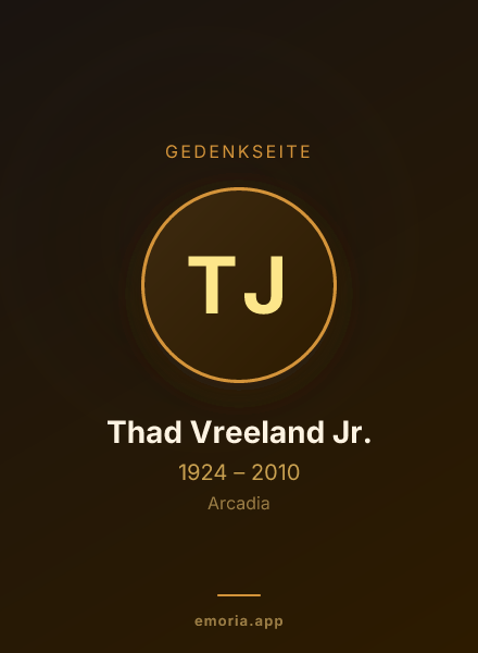 Gedenkportrait von Thad Vreeland Jr.