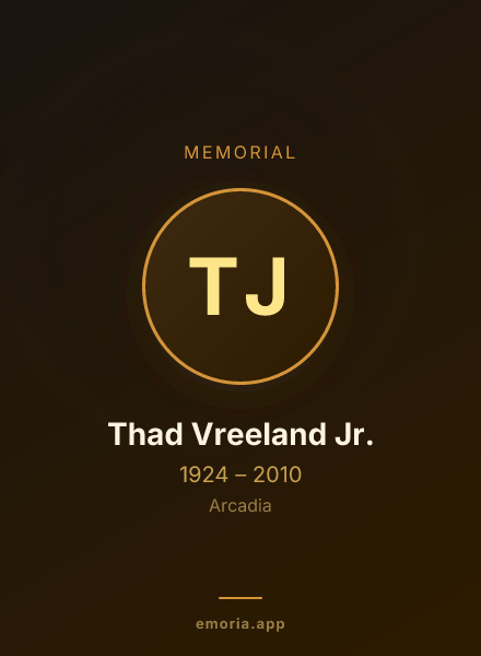 Memorial portrait of Thad Vreeland Jr.