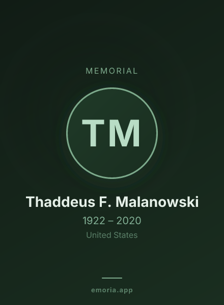 Memorial portrait of Thaddeus F. Malanowski