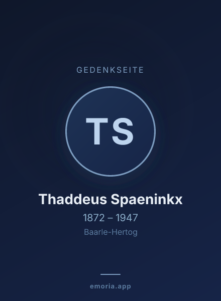 Gedenkportrait von Thaddeus Spaeninkx