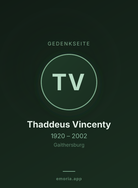 Gedenkportrait von Thaddeus Vincenty