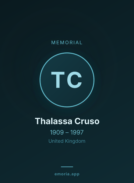 Memorial portrait of Thalassa Cruso