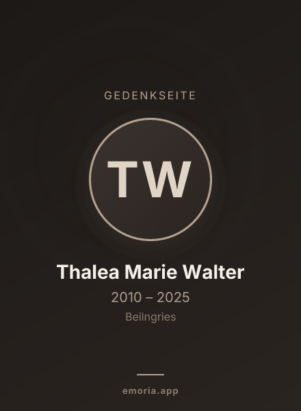 Gedenkportrait von Thalea Marie Walter