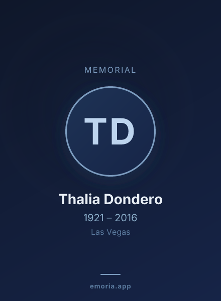 Memorial portrait of Thalia Dondero