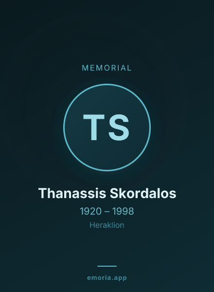 Memorial portrait of Thanassis Skordalos