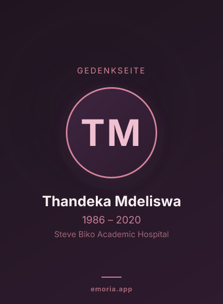 Gedenkportrait von Thandeka Mdeliswa