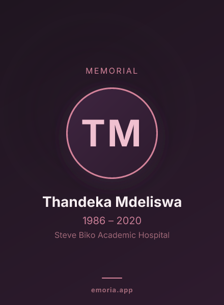 Memorial portrait of Thandeka Mdeliswa