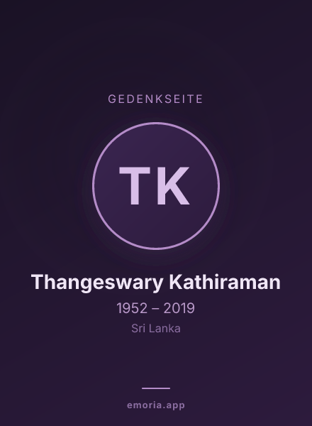 Gedenkportrait von Thangeswary Kathiraman
