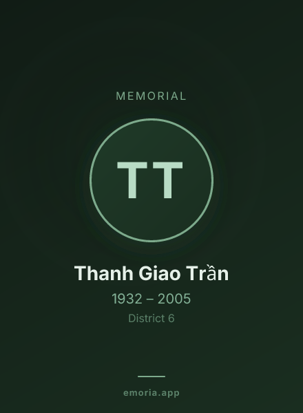 Memorial portrait of Thanh Giao Trần