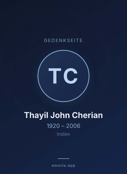 Gedenkportrait von Thayil John Cherian