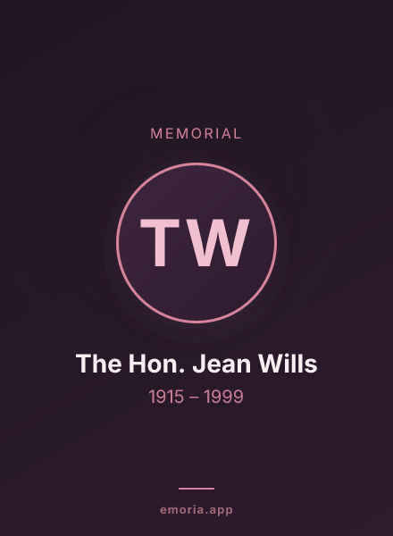 Memorial portrait of The Hon. Jean Wills