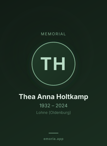 Memorial portrait of Thea Anna Holtkamp