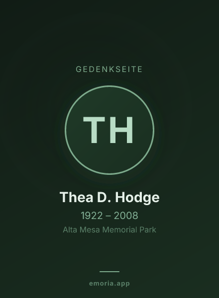 Gedenkportrait von Thea D. Hodge