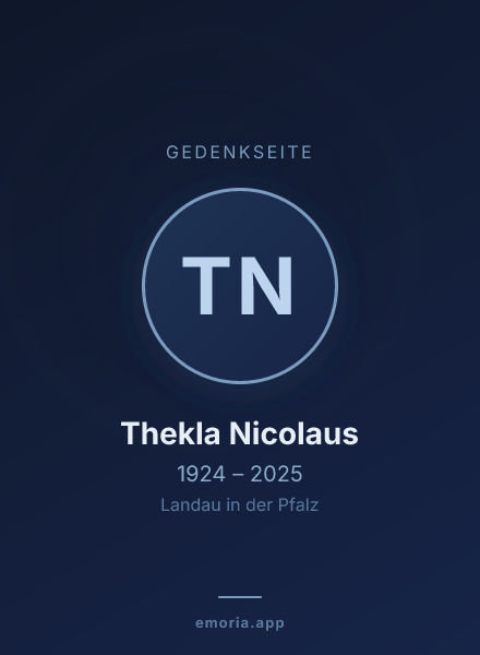 Gedenkportrait von Thekla Nicolaus