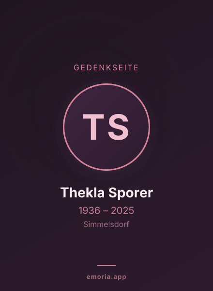 Gedenkportrait von Thekla Sporer