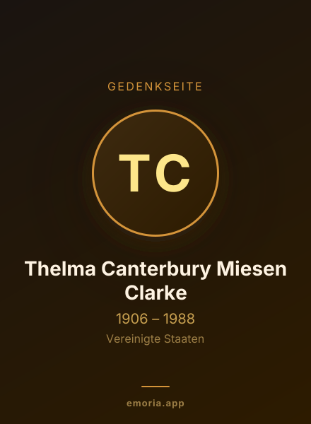 Gedenkportrait von Thelma Canterbury Miesen Clarke