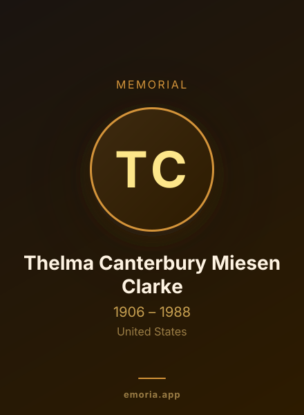 Memorial portrait of Thelma Canterbury Miesen Clarke