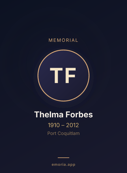 Memorial portrait of Thelma Forbes