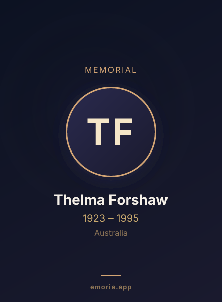 Memorial portrait of Thelma Forshaw